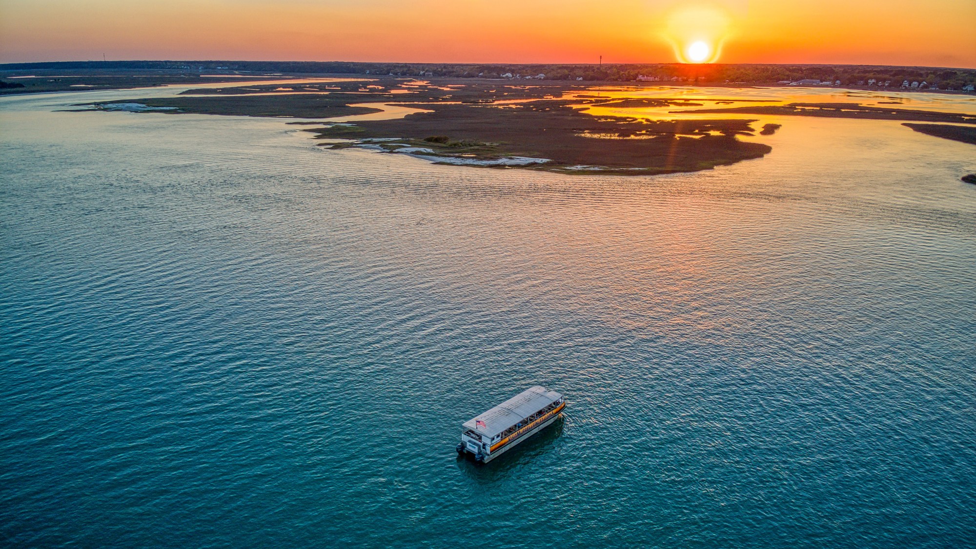 Murrells Inlet Sunset Cruise (25) Aerial view of our scenic sunset charter cruise in Murrells Inlet, SC.